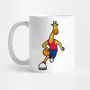 Giraffe as Basketball player with Basketball ball Mug